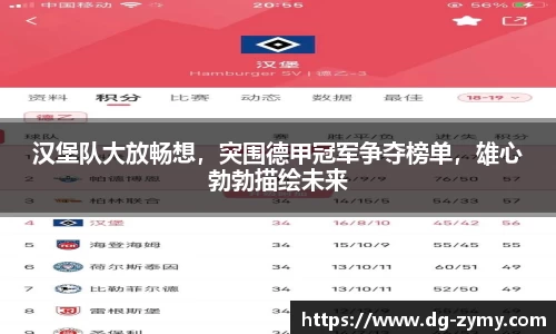 汉堡队大放畅想，突围德甲冠军争夺榜单，雄心勃勃描绘未来